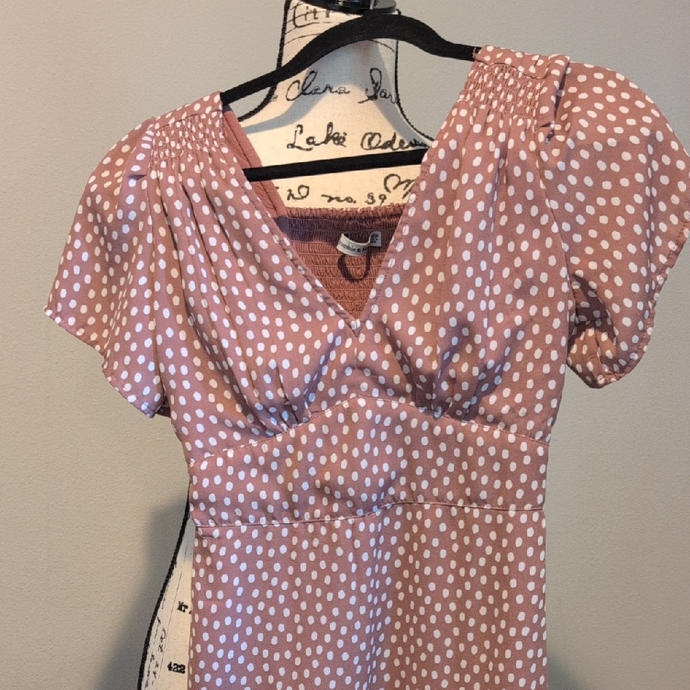 Abercrombie & Fitch Dusty Rose Polka Dot Mini Dress